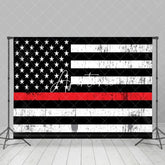 Aperturee - Aperturee White Black Red Vintage Shabby Usa Flag Backdrop